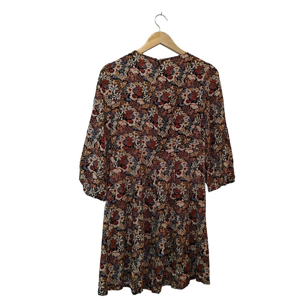 Forever 21 Floral Mini Dress Medium Boho Cottagecore Keyhole Fit Flare - Picture 4 of 5